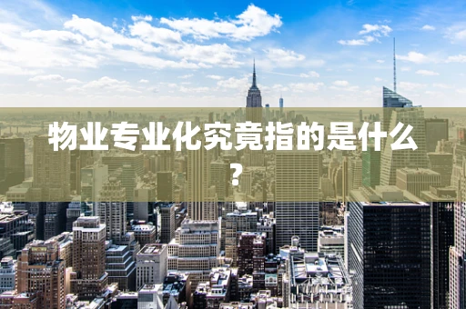 物业专业化究竟指的是什么？