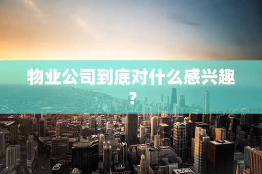 物业公司到底对什么感兴趣？