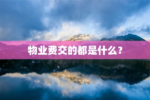 物业费交的都是什么？