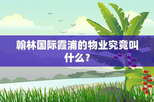 翰林国际霞浦的物业究竟叫什么？