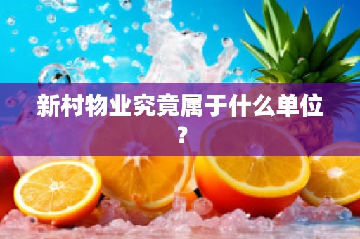 新村物业究竟属于什么单位？