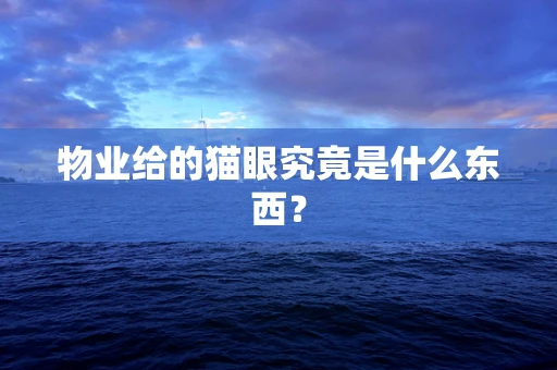 物业给的猫眼究竟是什么东西？