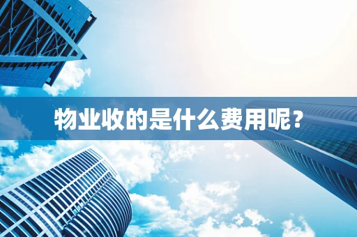 物业收的是什么费用呢？