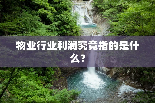 物业行业利润究竟指的是什么？