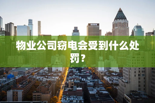 物业公司窃电会受到什么处罚？