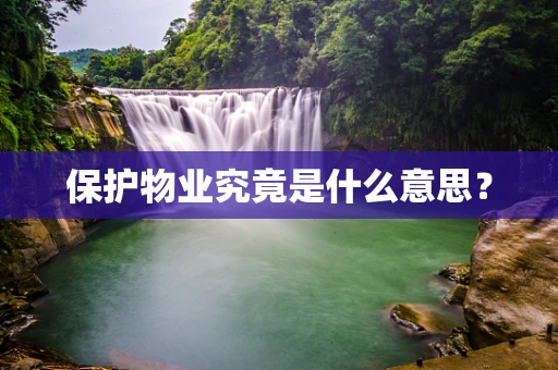 保护物业究竟是什么意思？