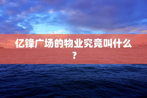 亿锋广场的物业究竟叫什么？