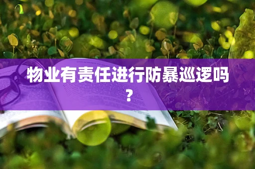物业有责任进行防暴巡逻吗？